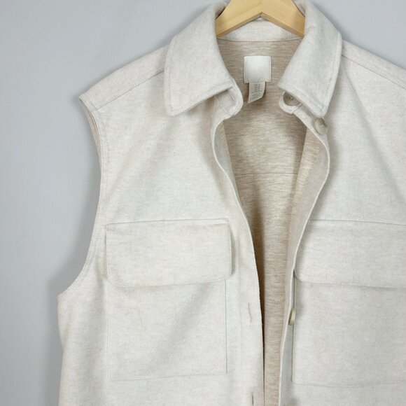 H&M Softshell Blazer Vest Jacket Heathered Oatmeal Size Medium Women's - Picture 2 of 5